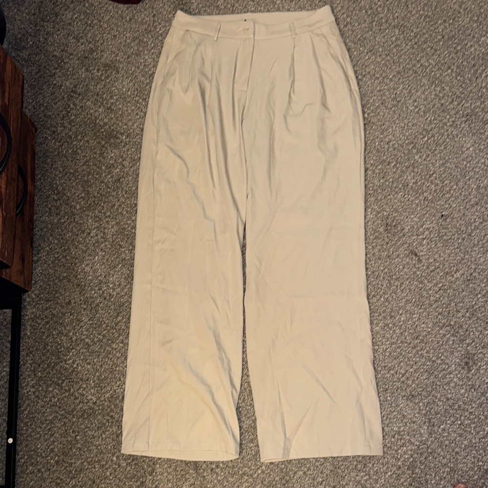 Cream Wide-Leg Trousers
